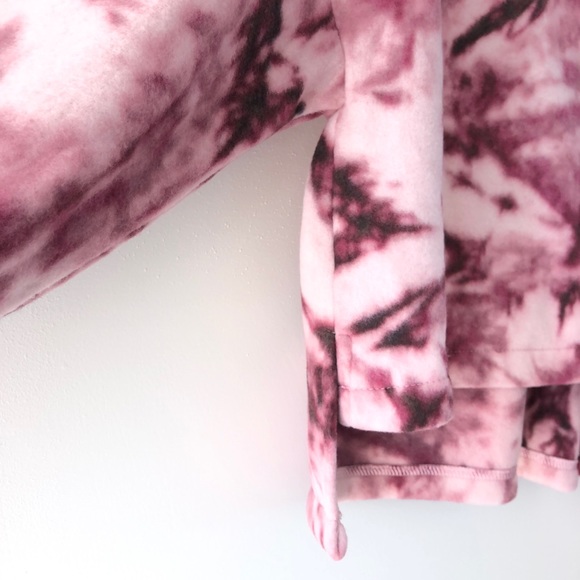 Abound Crop Fleece Shirt Purple Pink Tie Dye Snap Front Nordstrom M - Picture 5 of 12
